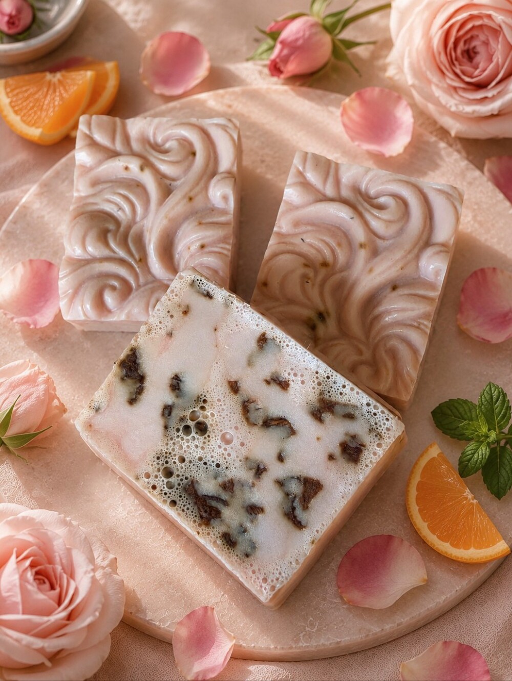 Heart Bloom Rose Petal Shea Butter Hand-Poured Artisan Soap - Picture 2 of 3